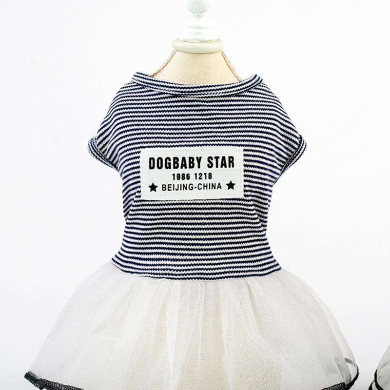 Pet Clothes Dog Summer Breathable Striped Skirt, Size:M(Black)