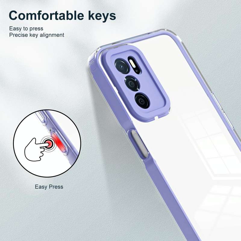 For OPPO A16 / A16s 3 in 1 Clear TPU Color PC Frame Phone Case(Purple)