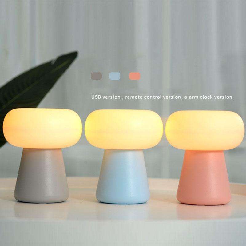 XYD-055 Cloud Mushroom USB Clock Night Light Sleep Timer Remote Control Bedside Lamp, Light color...