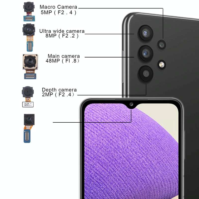 For Samsung Galaxy A32 5G SM-A326B Original Camera Set (Depth + Macro + Wide + Main Camera + Fron...