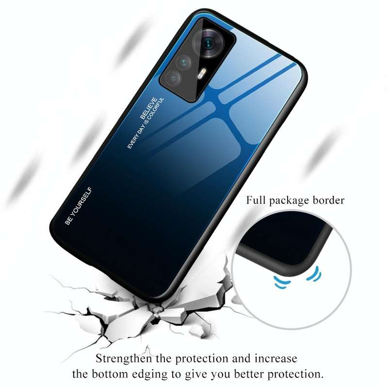 For Xiaomi Redmi K50 Ultra / 12T / 12T Pro Gradient Color Glass Phone Case(Green Cyan)
