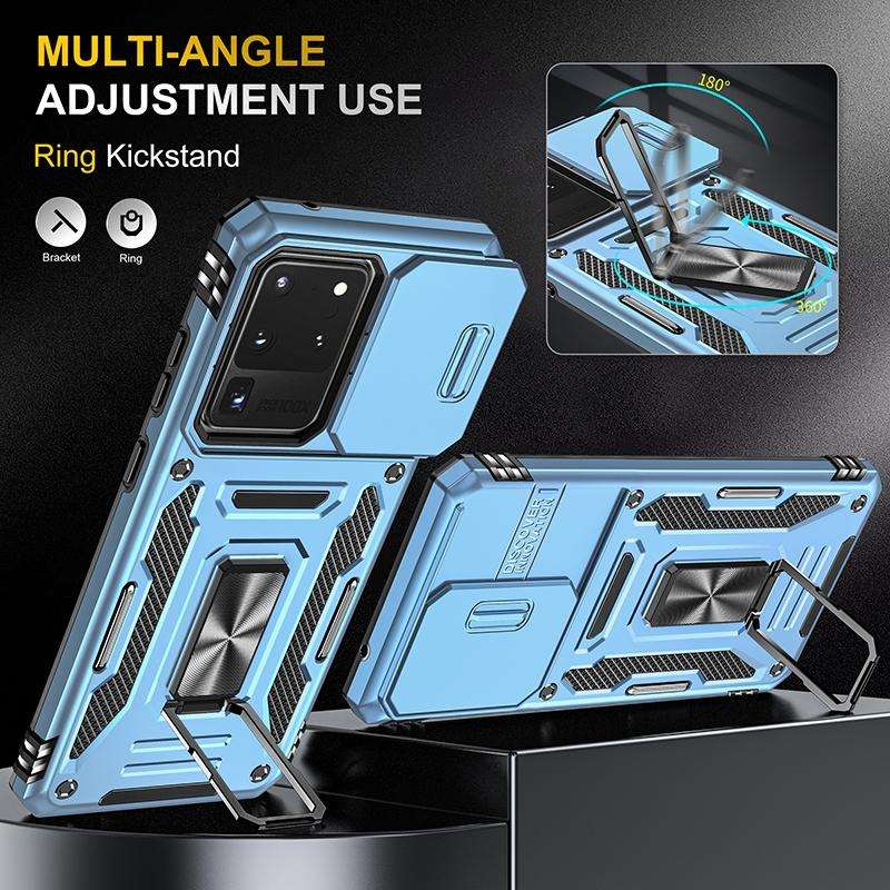 For Samsung Galaxy S20 Ultra Armor PC + TPU Camera Shield Phone Case(Light Blue)