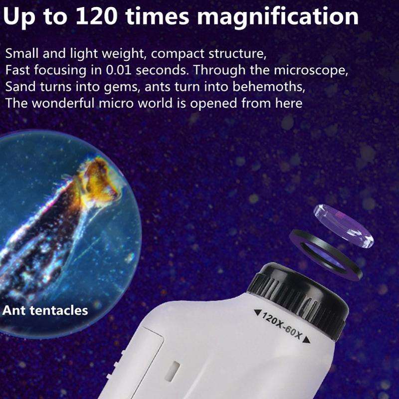 Children Handheld Portable Laboratory Equipment Microscope Toys, Colour: Lite Standard (Pink)