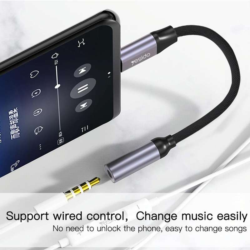 Yesido YAU19 Type-C to 3.5mm Audio Adapter Cable(Grey)