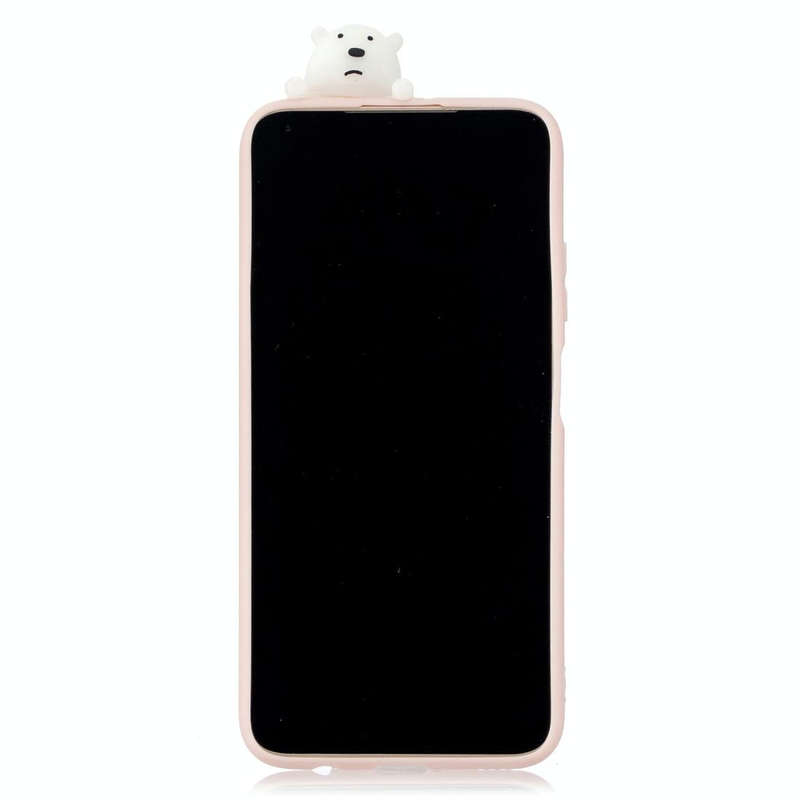 For Huawei P40 Lite Shockproof Colored Painted Lying Cartoon TPU Protective Case(Big White Bear)