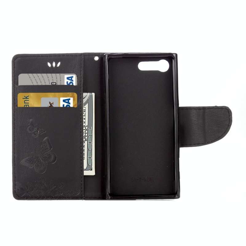 For Sony Xperia X Compact Butterflies Embossing Horizontal Flip Leather Case with Holder & Card S...