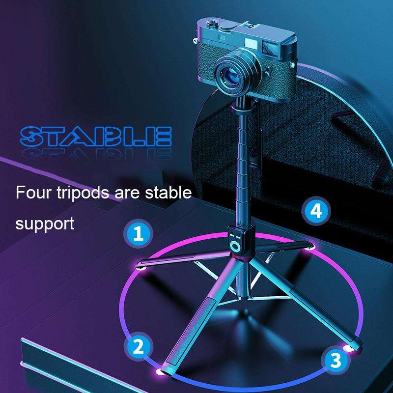 360-degree Rotating Foldable Bluetooth Selfie Sticks Live Stand, Spec: P220 TK (Single Clip)