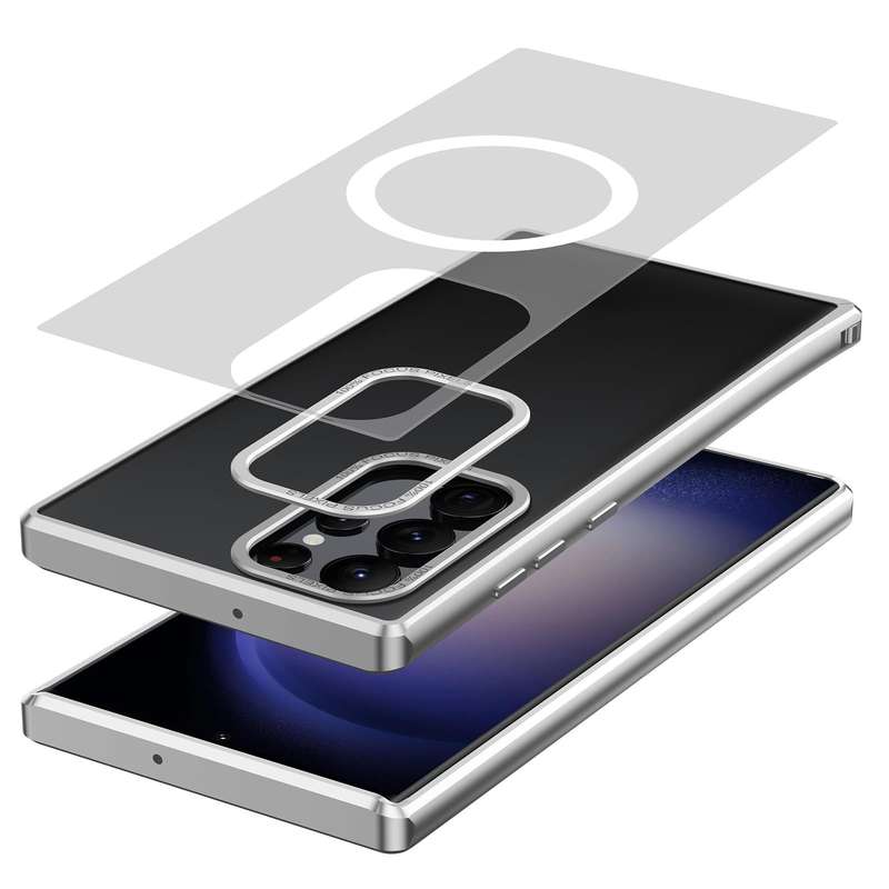 For Samsung Galaxy S22 Ultra 5G MagSafe Magnetic PC Phone Case(Silver)