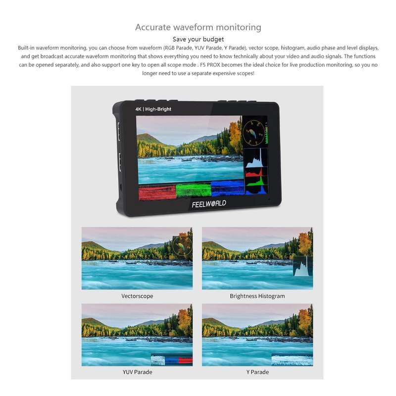 FEELWORLD F5 ProX 5.5 inch 1600nit High Bright Touch Screen DSLR Camera Field Monitor 4K HDMI F97...