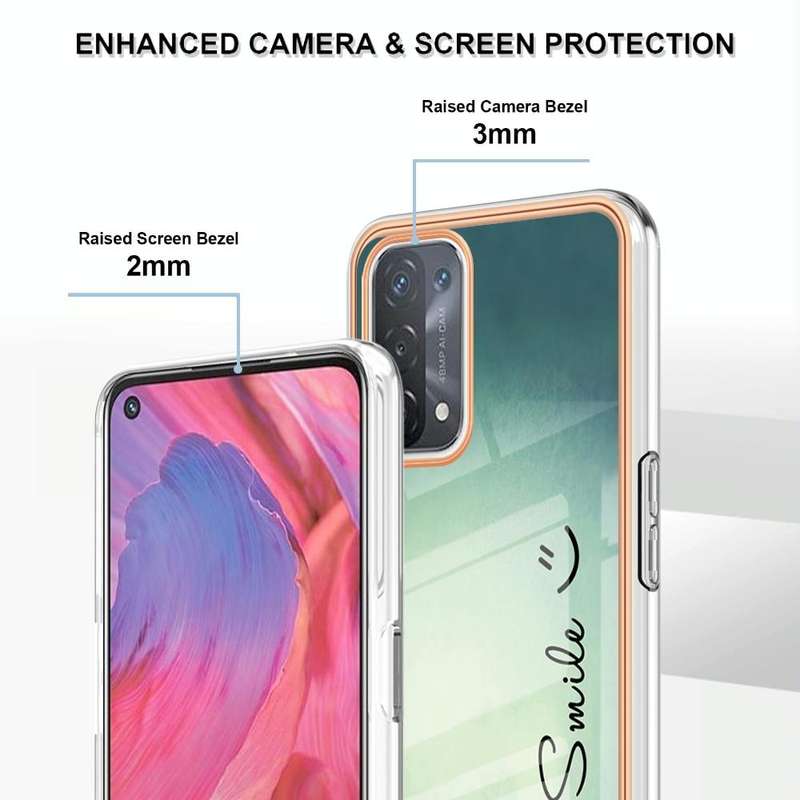 For OPPO A74 / A93 5G / A54 5G / A93s 5G Electroplating Marble Dual-side IMD Phone Case(Smile)