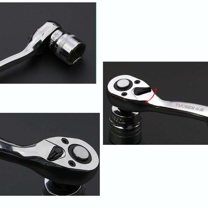 TUOSEN Quick-release Socket Wrench Curved Handle Ratchet Spanner, Size:M