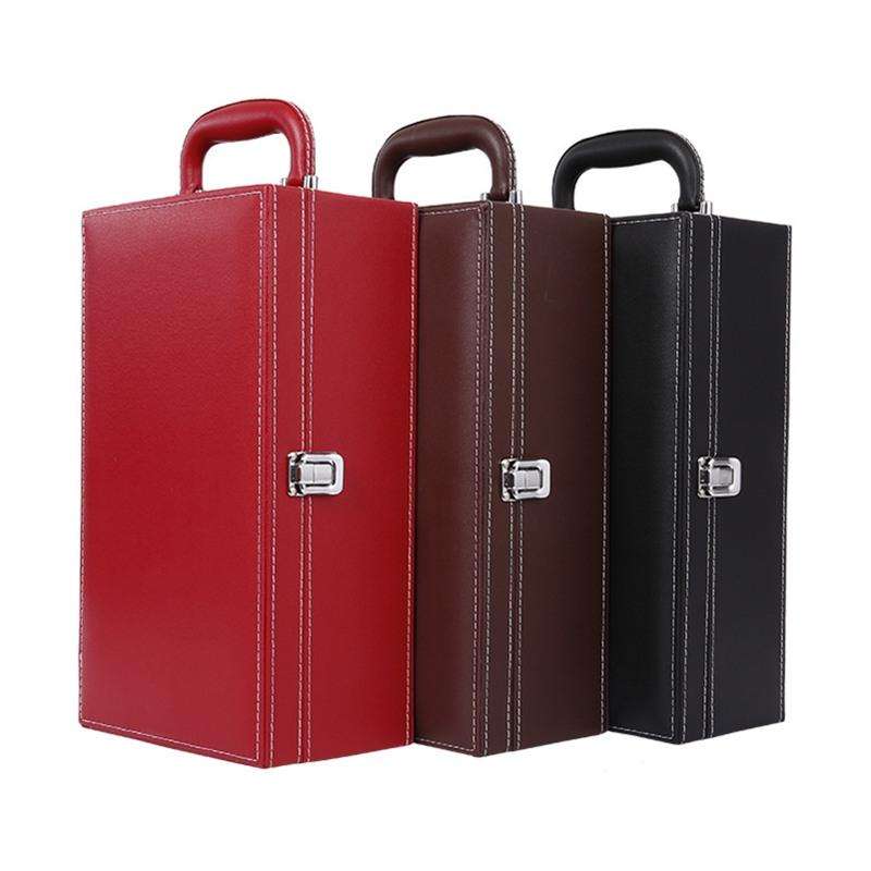 Wine Gift Box Double Stick with Tools Wine Gift Box Leather Box(Red)