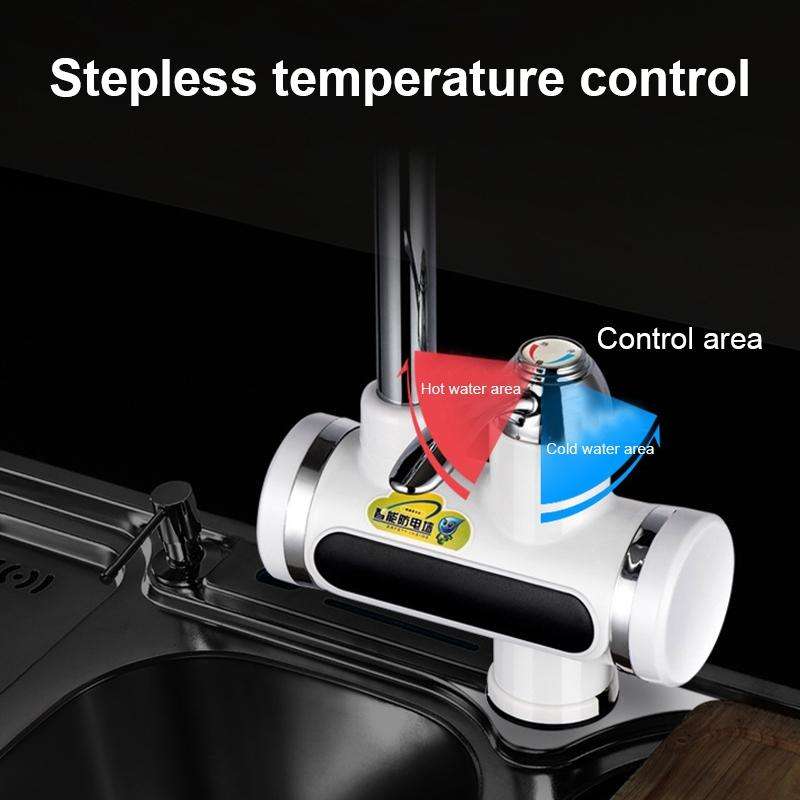 220V Kitchen Tankless Water Heater Instant Electric Faucet Electric Heater Tap with Temperature D...
