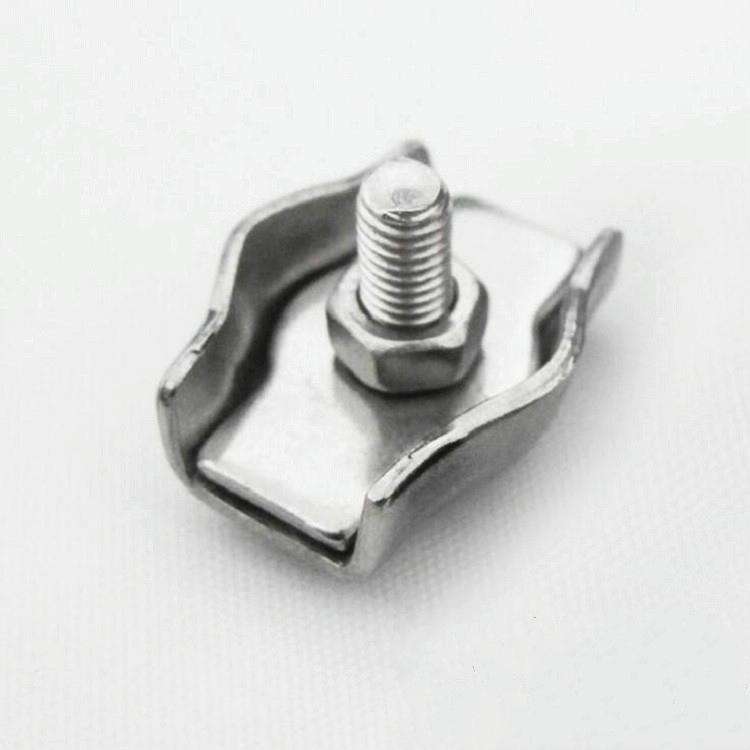 5 PCS 304 Stainless Steel Plate Single Clip Double Clamp Wire Rope Clamp, Specification:M2, Style...