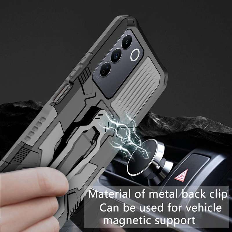 For vivo V27 Armor Warrior Shockproof PC + TPU Phone Case(Grey)