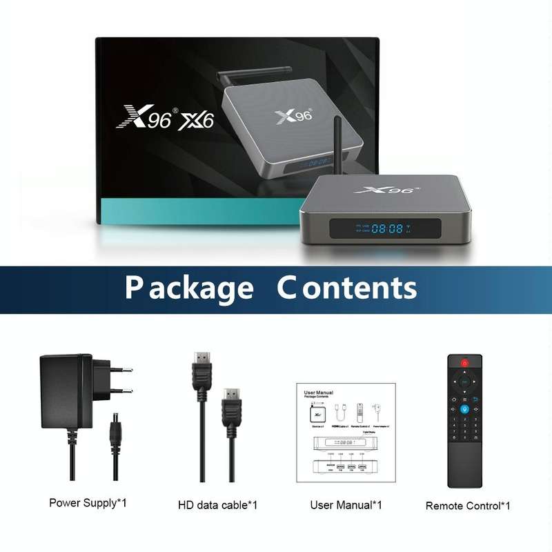 X96 X6 8K Smart TV BOX Android 11.0 Media Player, RK3566 Quad Core ARM Cortex A55, RAM: 8GB, ROM:...