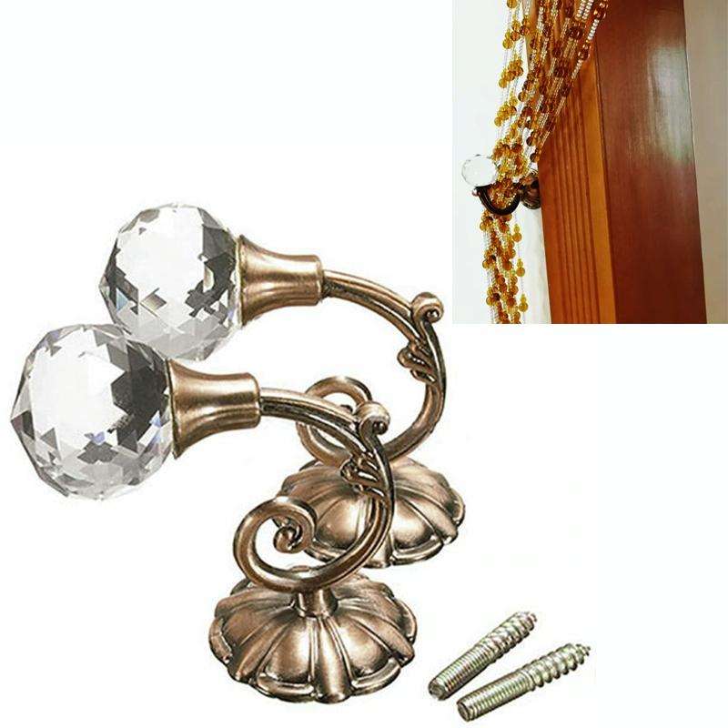 1 Pair Vintage Crystal Flower Barb Curtain Decoration Wall Hook(Bronze)