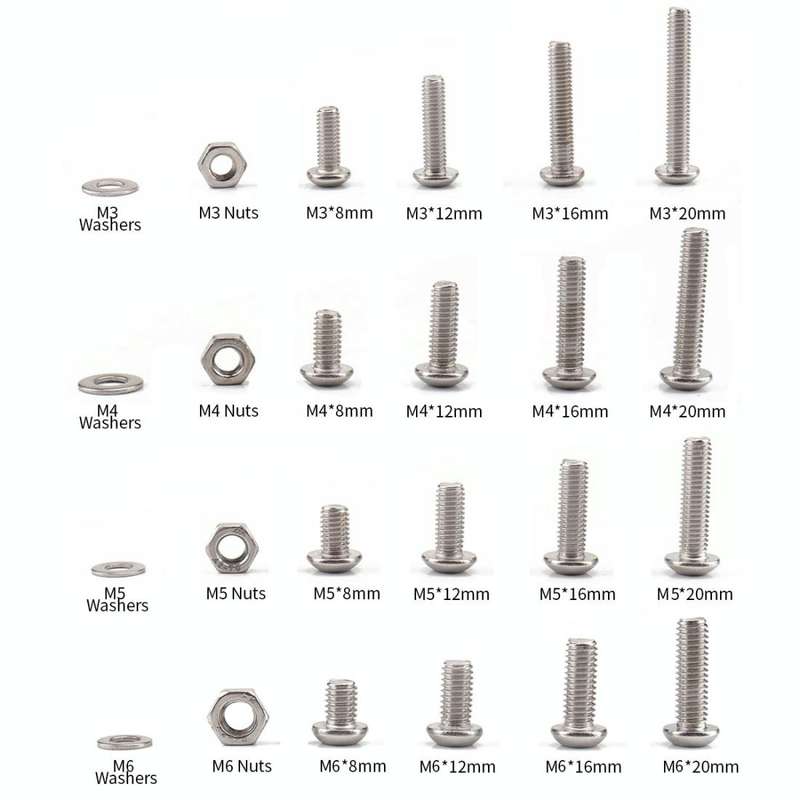 520 PCS 304 Stainless Steel Screws and Nuts Hex Socket Head Cap Screws Gasket Wrench Assortment S...