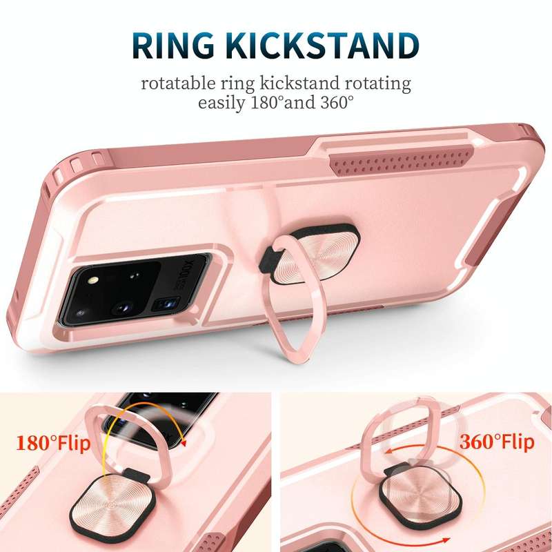 For Samsung Galaxy S20 Ultra 3 in 1 PC + TPU Phone Case with Ring Holder(Pink)