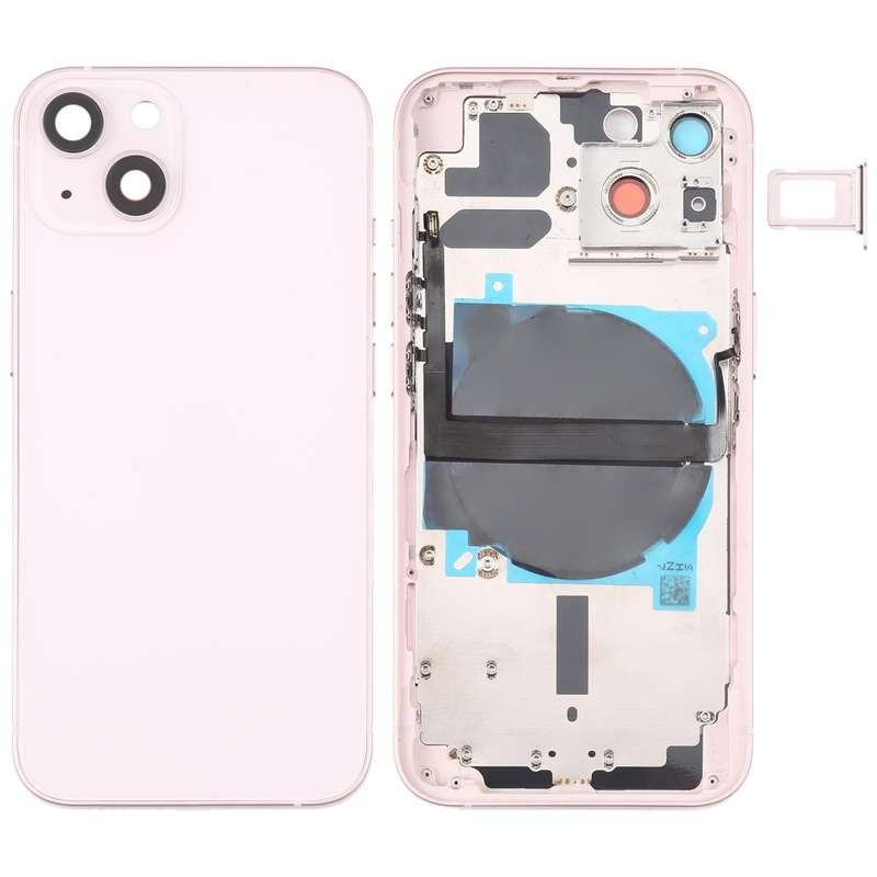 For iPhone 13 Battery Back Cover with Side Keys & Card Tray & Power + Volume Flex Cable & Wireles...
