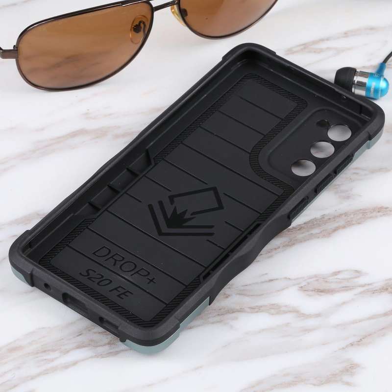 For Samsung Galaxy S20 FE Ring Holder Non-slip Armor Phone Case(Green)