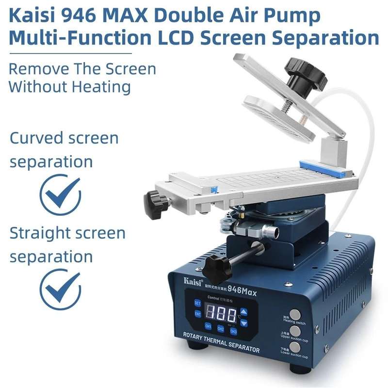 Kaisi 946 Max Double Vacuum Pumps LCD Separator Rotating Thermal Machine, EU Plug