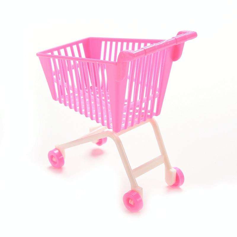 3 PCS Plastic Doll Simulation Trolley Shopping Cart Toy Children Birthday Gift(Pink)