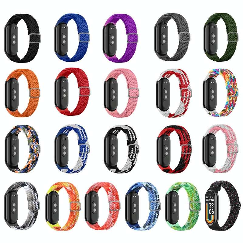 For Xiaomi Mi Band 8 Adjustable Nylon Braided Elasticity Watch Band(Black)