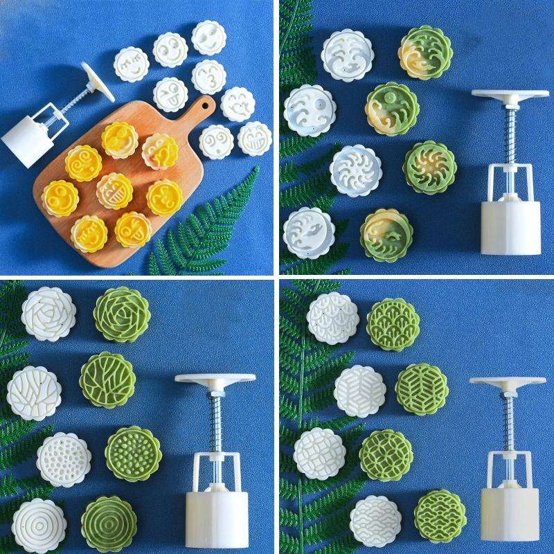 2 PCS Moon Festival Round Hand-Pressed Pastry Mold Baking Tools, Model: 30