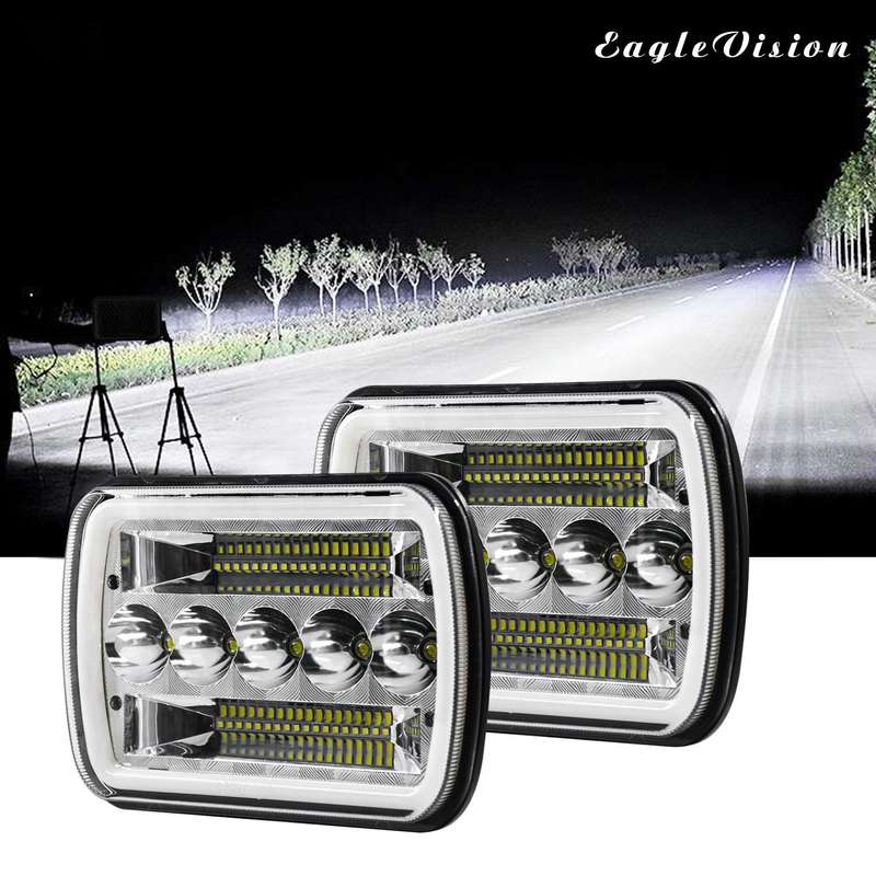 7 inch(5X7)/(7X6) H4 DC 9V-30V 30000LM 200W Car Square Shape LED Headlight Lamps for Jeep Wrangle...