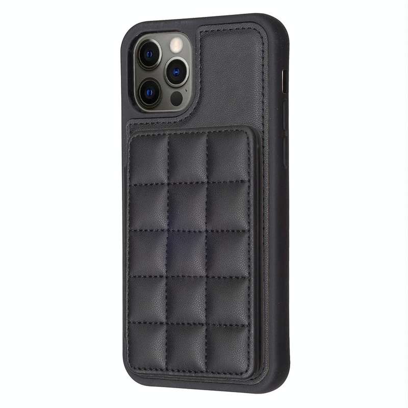 For iPhone 11 Grid Card Slot Holder Phone Case(Black)