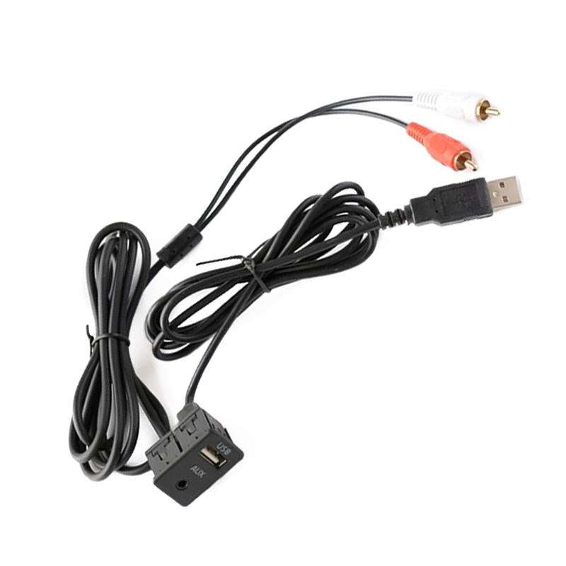 Car Universal Modified USB AUX Extension Cable USB+2RCA Lotus Male Switch Holder for Alpine / Pio...