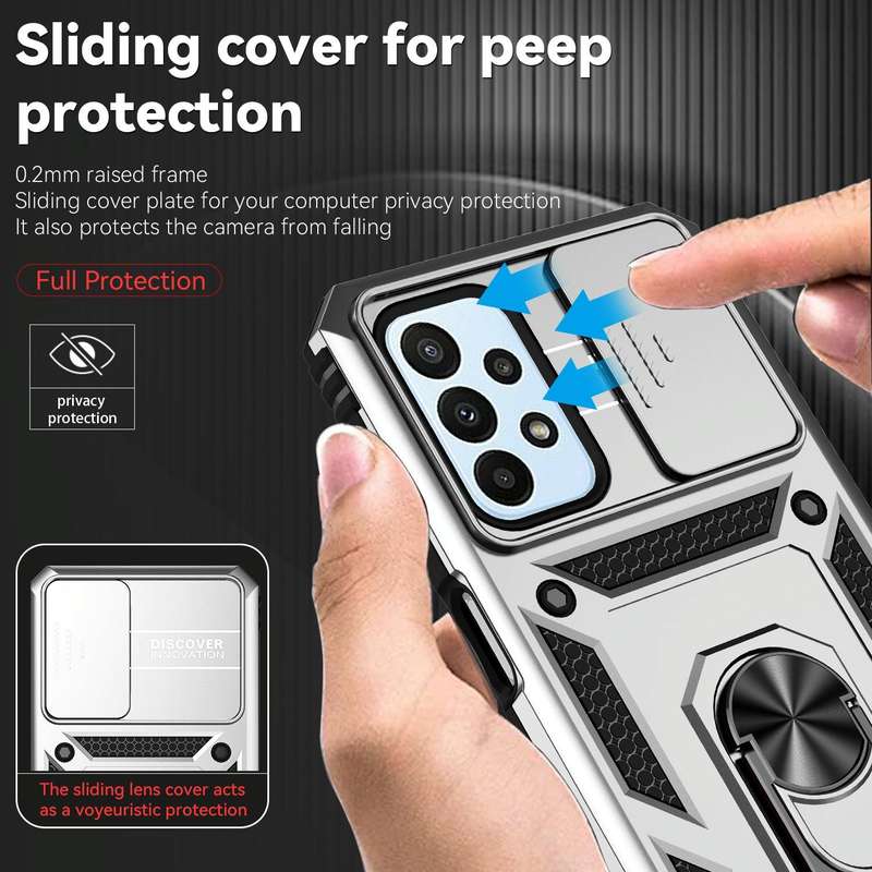For Samsung Galaxy A23 Sliding Camshield Holder Phone Case(Silver)