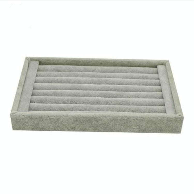 Velvet Case Jewelry Display Holder Organizer Rings Earrings Storage Tray(Gray)