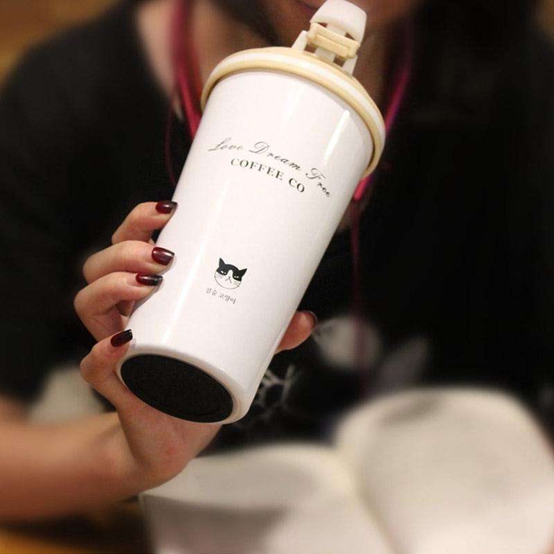 500ML Portable Stainless Steel Creative Gift Coffee Cup Office Vacuum Thermos Mug(Navy Blue)