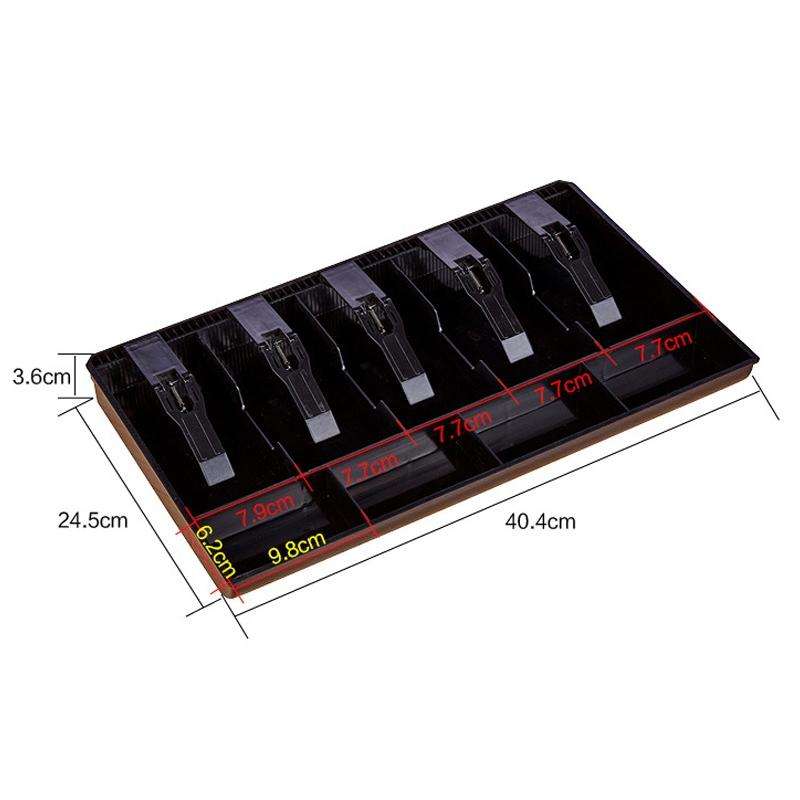 Durable Five-frame ABS Cash Coin Register Insert Cashier Drawer Storage Cash Register Tray Box Cl...
