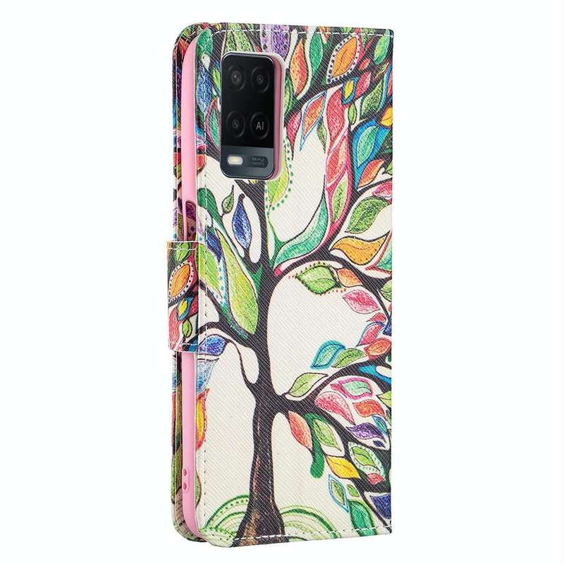 For OPPO A54 4G / A55 5G Colored Drawing Pattern Horizontal Flip Leather Case with Holder & Card ...