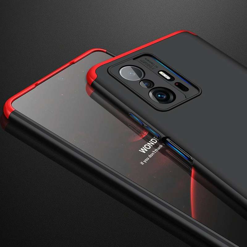 For Xiaomi Mi 11T GKK Three Stage Splicing Full Coverage PC Phone Case(Black Red)