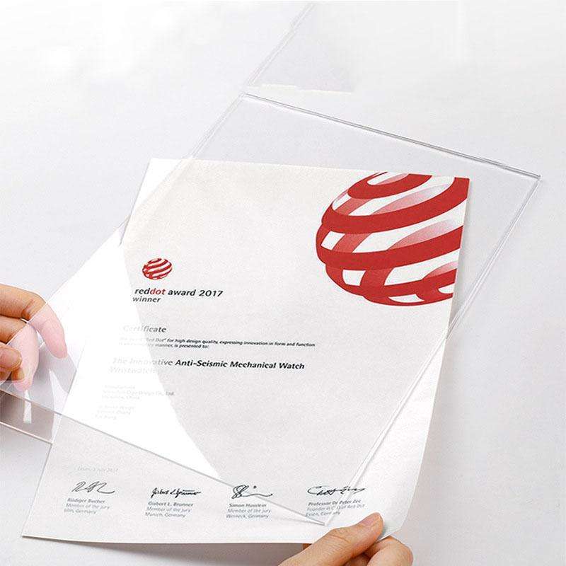 Transparent Acrylic Wooden Base Certificate Photo Frame Horizontal Beech