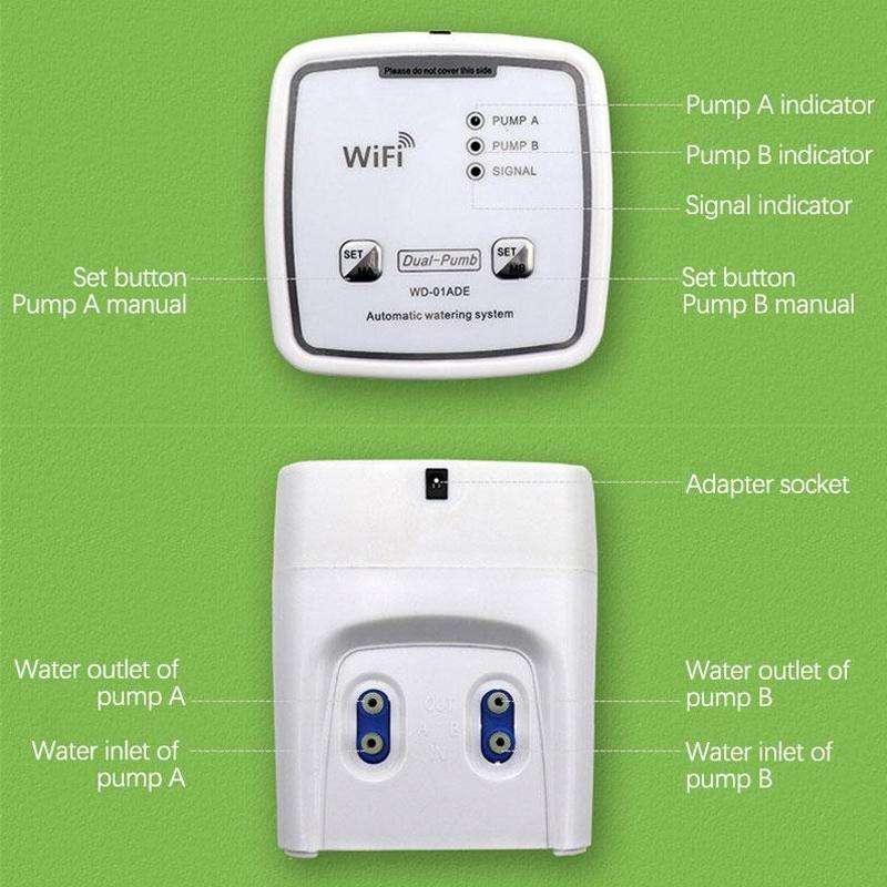 WD-01ADE WIFI Gardening Drip Irrigation Controller, Specification: Double Pump 20 Pots(UK Plug)