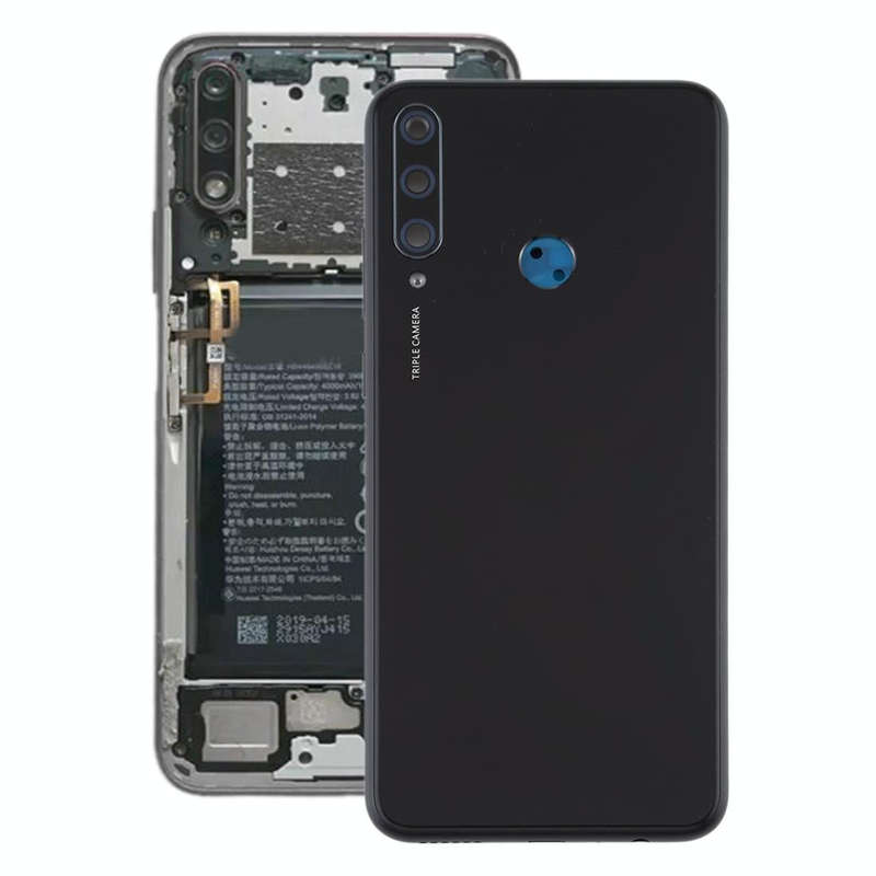Original Battery Back Cover with Camera Lens Cover for Huawei Y6p(Black)