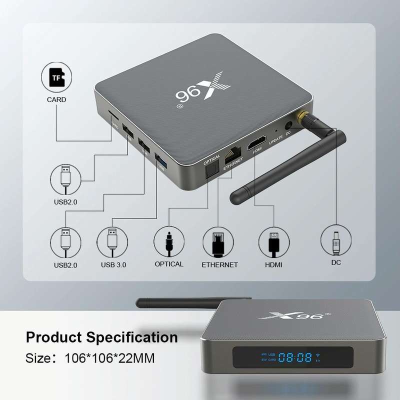X96 X6 8K Smart TV BOX Android 11.0 Media Player, RK3566 Quad Core ARM Cortex A55, RAM: 8GB, ROM:...