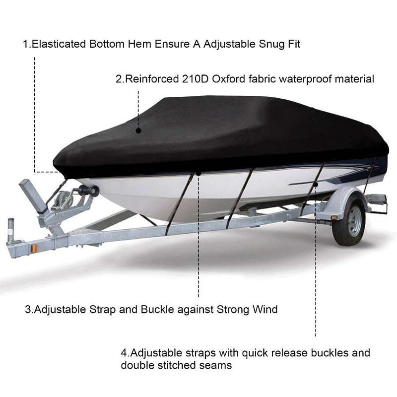210D Waterproof Boat Cover Speedboat Towed Fishing V-Shaped Boat Cover Rain And Sun Protection Co...