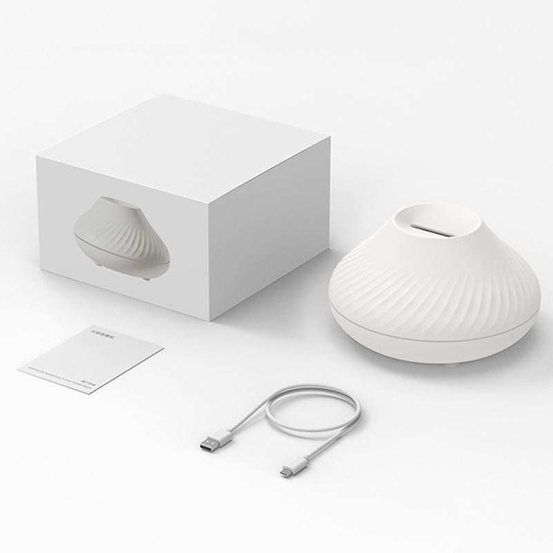 DQ705 Volcanic Flame Aroma Diffuser Essential Oil Lamp Air Humidifier with Color Night Light(Beige)