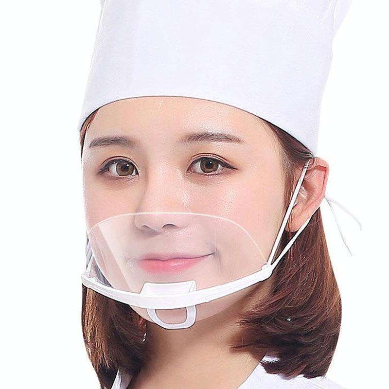 10pcs /Bag Recyclable Transparent Restaurant Mask Chef Anti-fog And Anti-Spittle Plastic Masks(op...