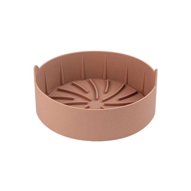 Air Fryer Silicone Grill Pan Accessories, Size: Round 19 cm(Coffee)