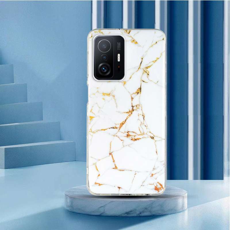 For Xiaomi 11T Pro IMD Marble Pattern TPU Phone Case(White)