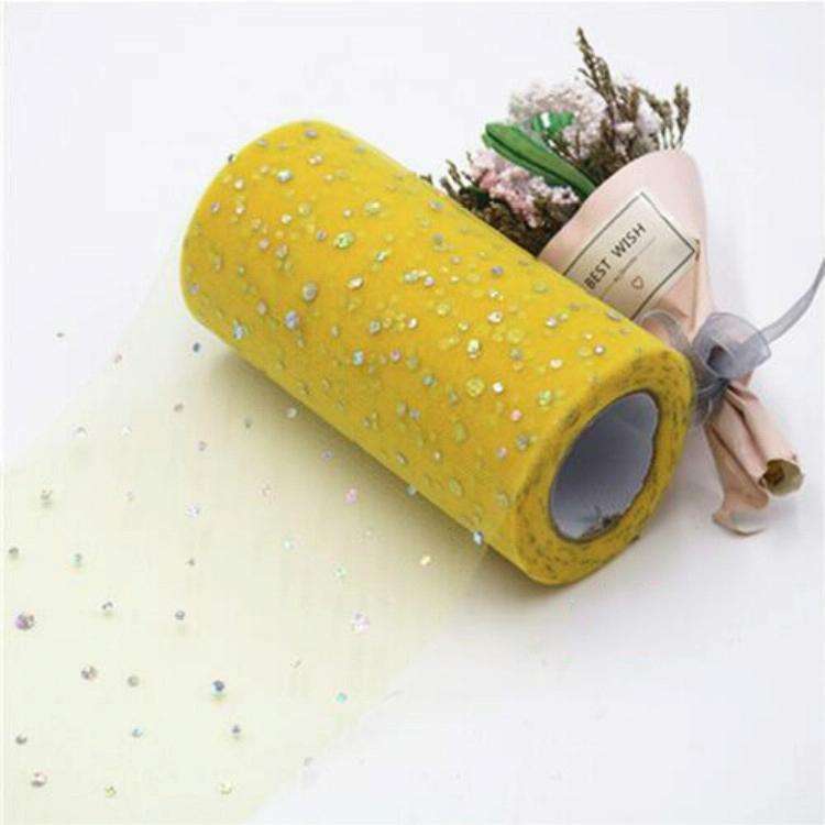 Tulle Roll 25 Yards 13cm Organza Laser Crafts Wedding Decoration Tulle Birthday Party Supplies(Ye...