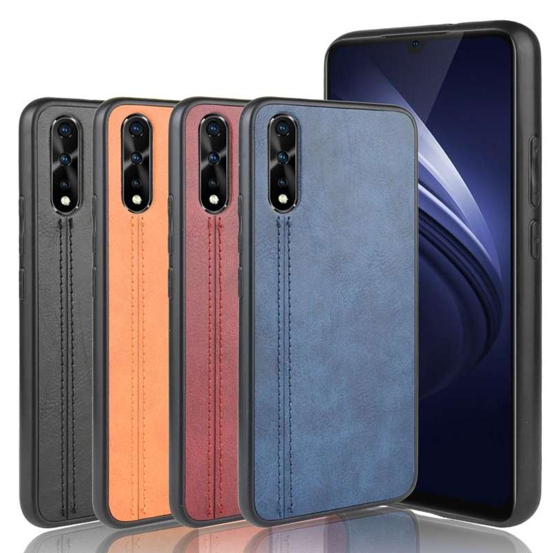 For Vivo S1/iQOO Neo/Y7s Shockproof Sewing Cow Pattern Skin PC + PU + TPU Case(Black)