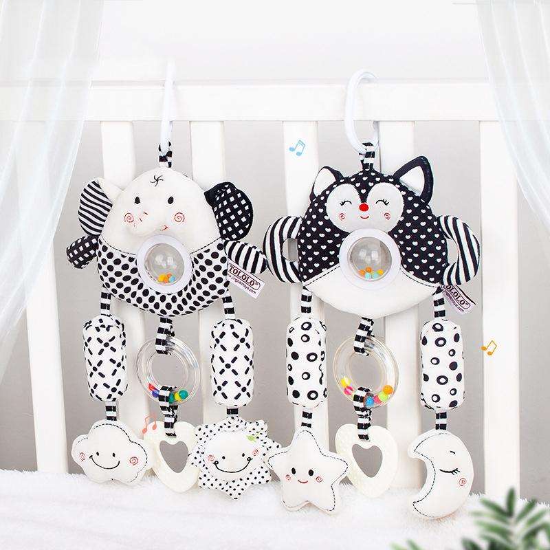 Newborn Baby Stroller Pendant Black And White Wind Chime 0-1 Year Old Early Education Toy Baby Co...